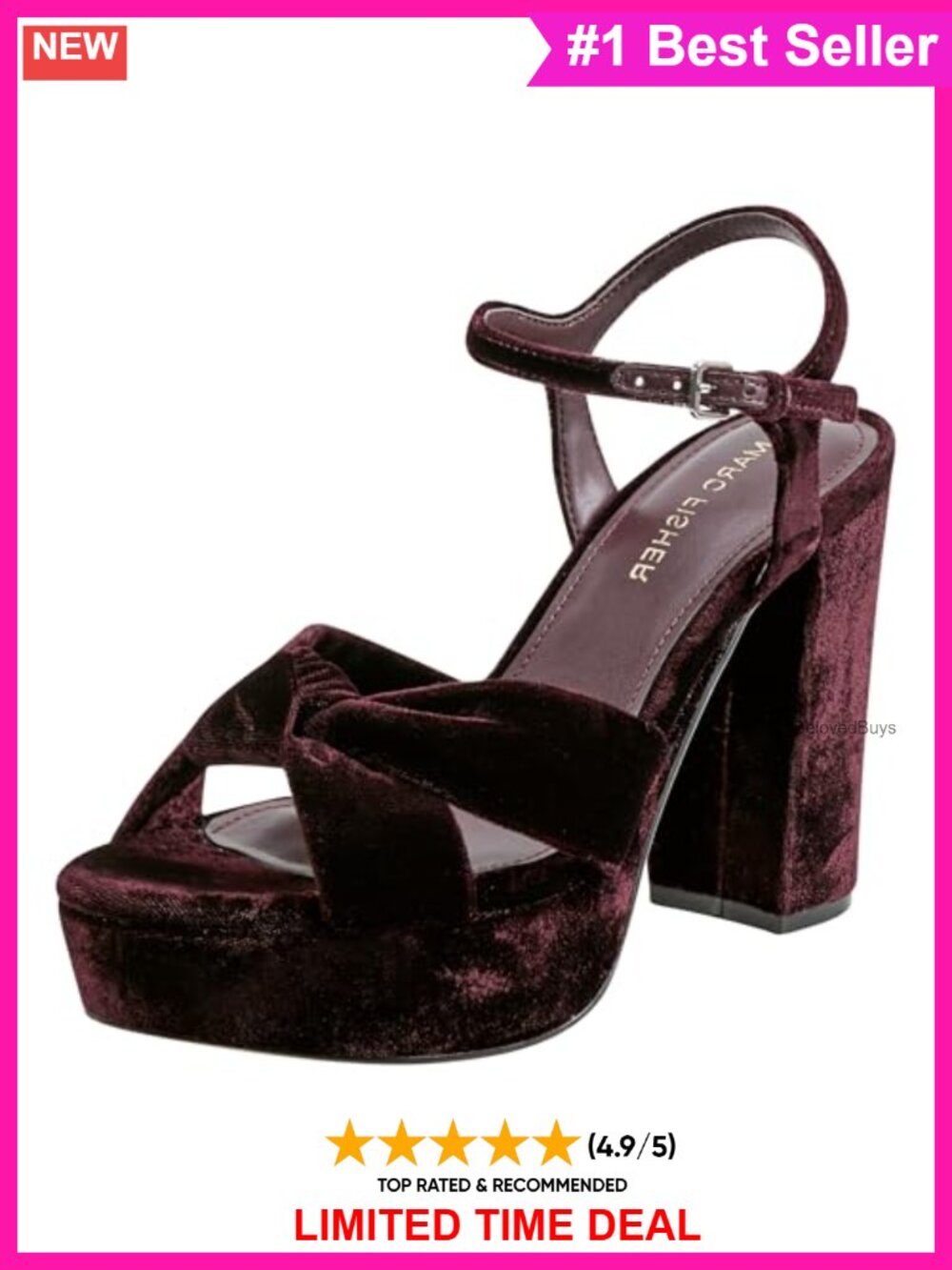 Marc Fisher Deren Velvet Platform Sandal Heeled Open Toe Ankle Strap